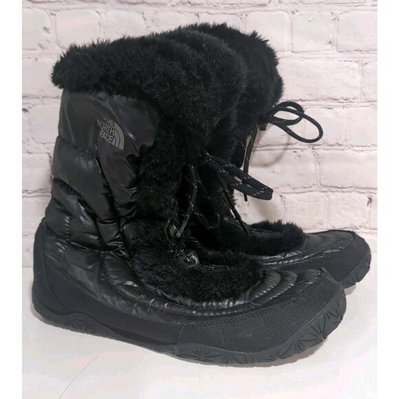 The North Face Appy Women's Boots Black Quilted Puffer Winter Goose Down Size 11 - Picture 1 of 16